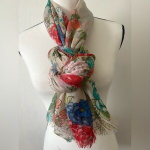 Old Navy Floral Scarf with Red and Blue Accents